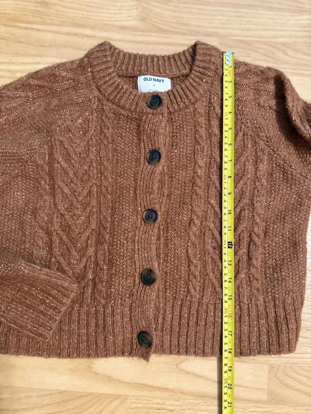 Old Navy Women's Medium Cable Knit Cardigan Rust Brown Button Front - Picture 4 of 6